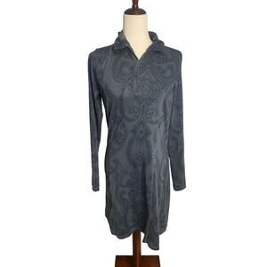 Tehama black grey long sleeve athletic 1/4 zip mock collar dress women's small